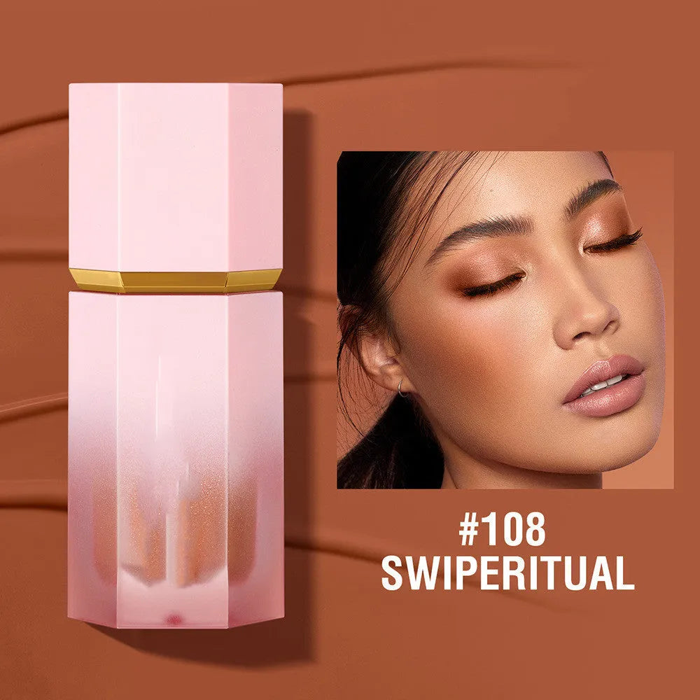 Colourful liquid powder blusher in compact container with multiple style options for universal skin types