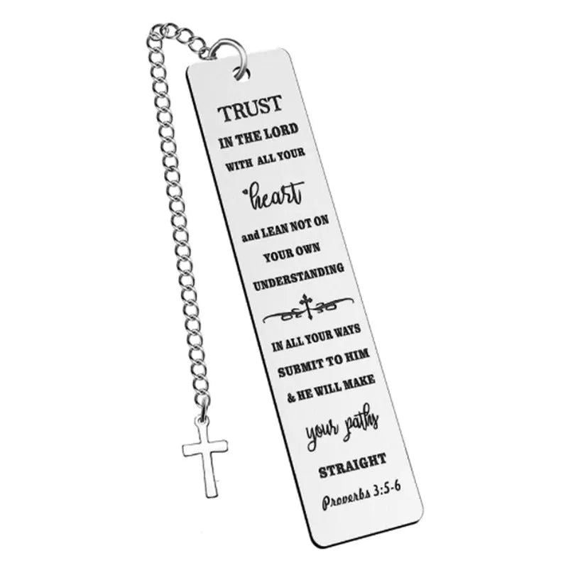 Stainless steel bible bookmark with engraved verse in CFS5170 steel colour