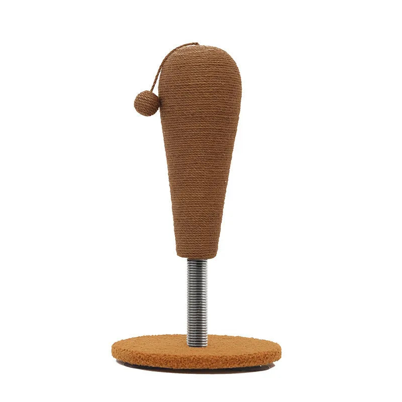 Anti-scratch cat toy tumbler with hemp rope construction and food-dispensing function