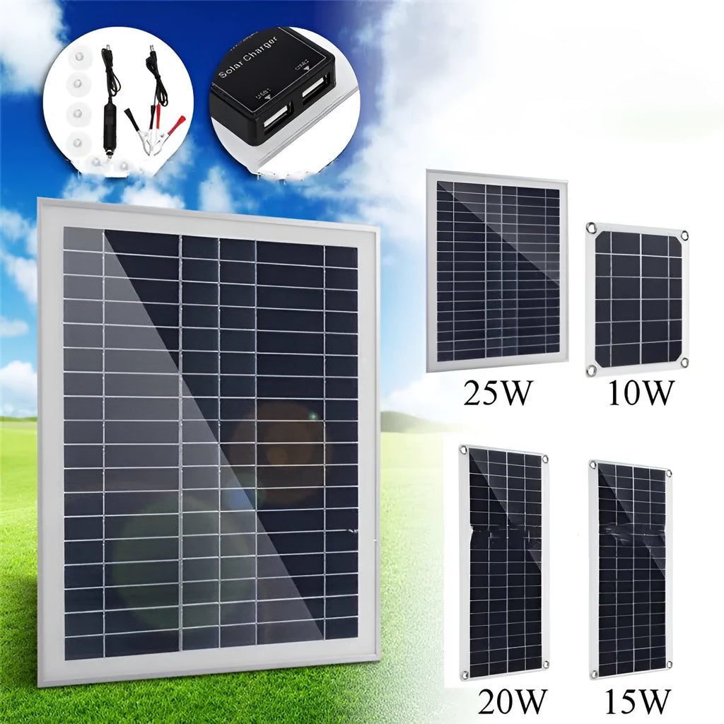 Polysilicon solar panel with dual USB ports for outdoor charging of mobile devices