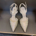 Women's black high heels with hollow stiletto heels and red soles, pointed toe design