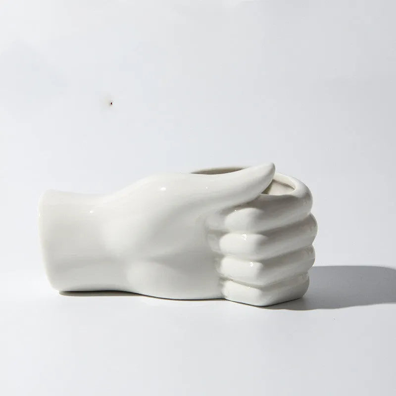 Ceramic human body figurine vase with colour glaze finish, 19cm girl style, on a shelf