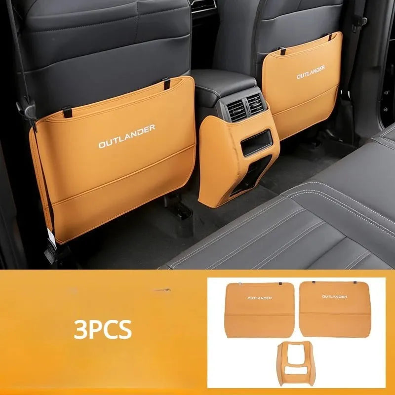 Outlander leather seat anti-kick pads in three colour options for front seat protection