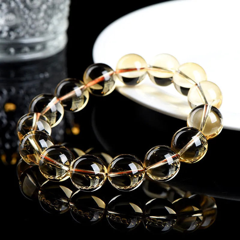 Natural citrine scattered beads ball bracelet showing polished 7A grade beads in original design with sizing options