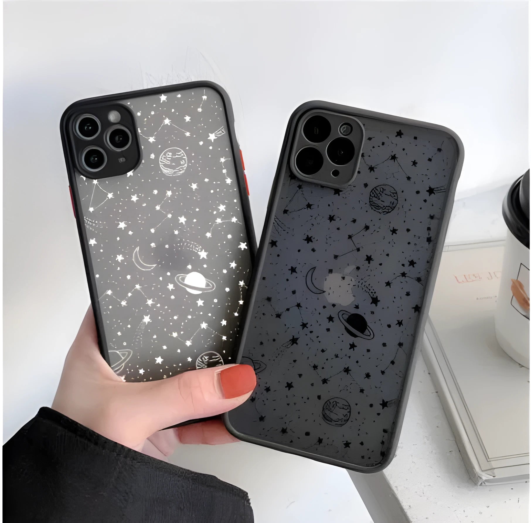 Black and white iPhone case with skin sensation texture compatible with multiple iPhone models