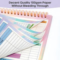 B5 spiral-bound budget tally book with PP cover open on a table, showing lined pages for income and expenditure recording.