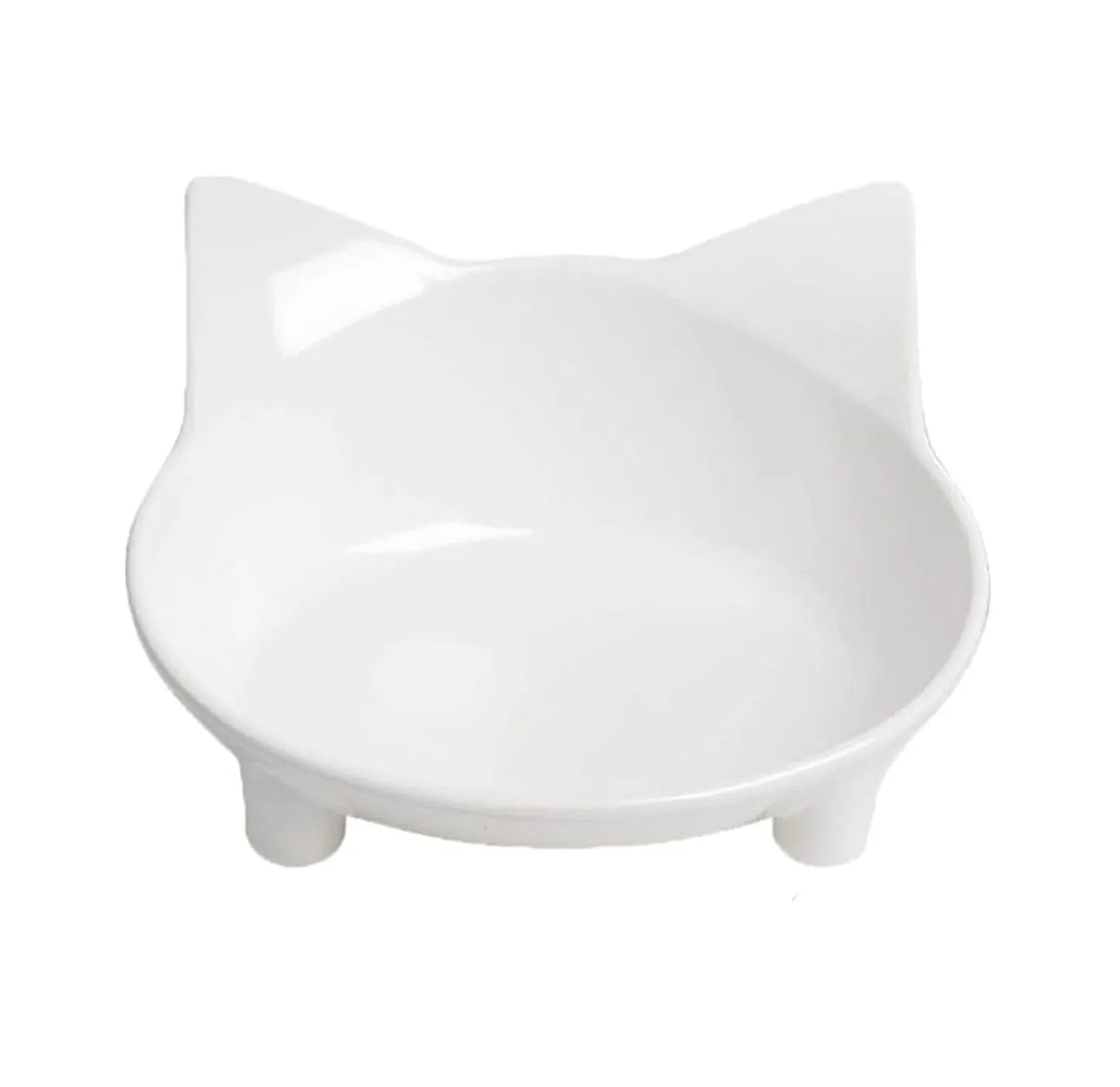 Shallow non-slip cat food bowl with anti-skid rubber base in black colour