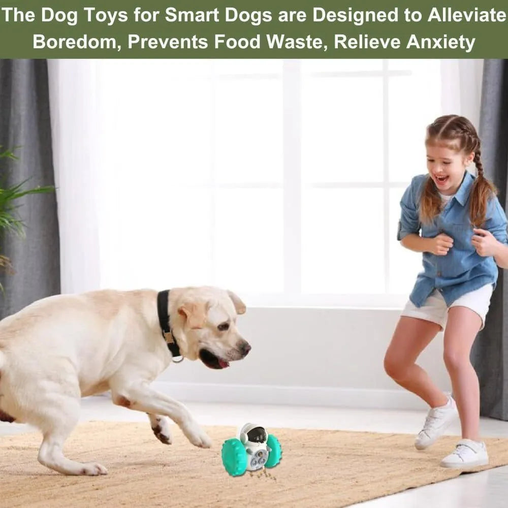 Robot design tumbler treat dispenser toy for small dogs and cats on floor