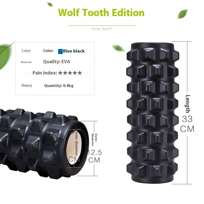 33cm black fitness foam roller with six segmented pieces for muscle massage