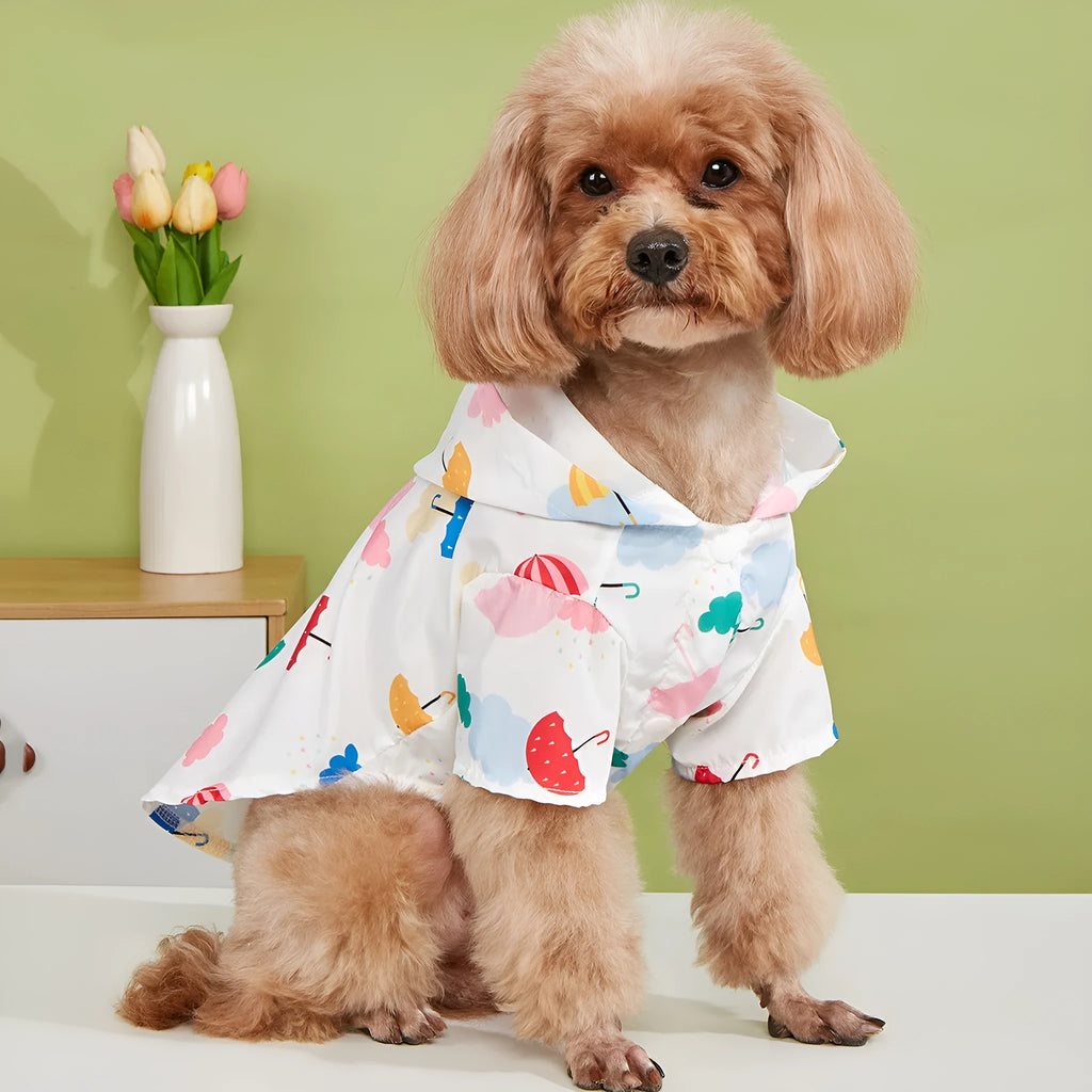 Cartoon umbrella pattern colourful pet raincoat for dogs in polyester fabric