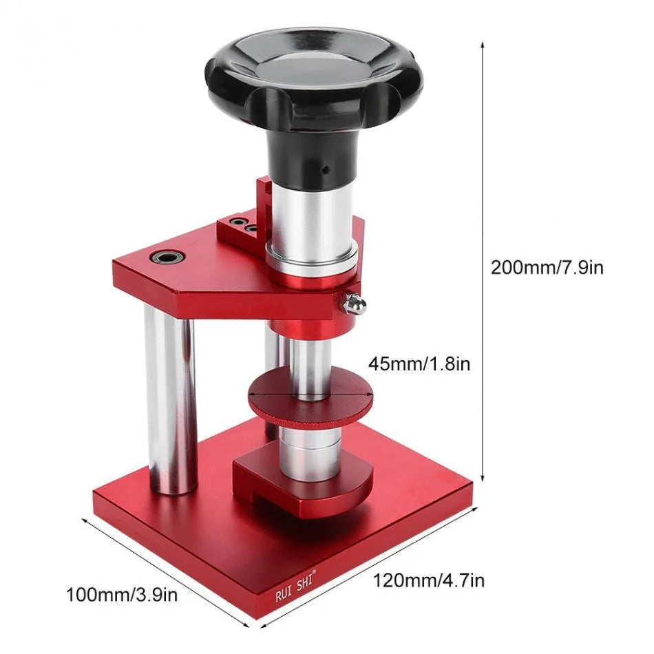 Watch spiral cap presser repair tool with set of 20 plastic moulds for back cover replacement