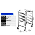 Stainless steel six-layer baking tray rack with lock mechanism for commercial kitchens