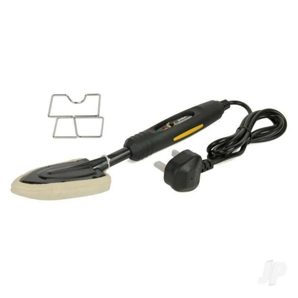 Electronic temperature control iron with PTFE-coated plate for skin model styling