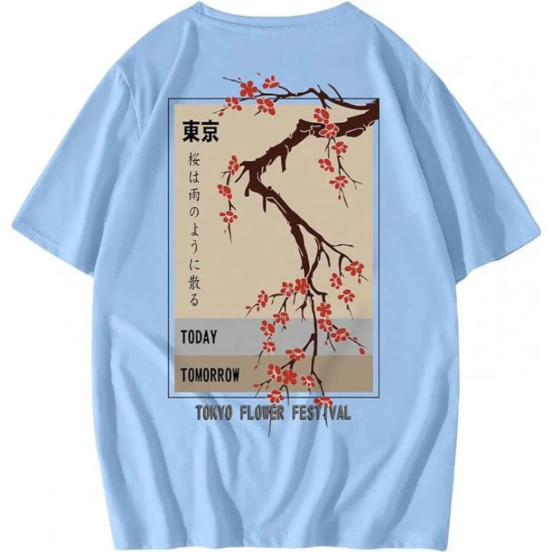 Men's printed street short-sleeved sports T-shirt in polyester with digital pattern design