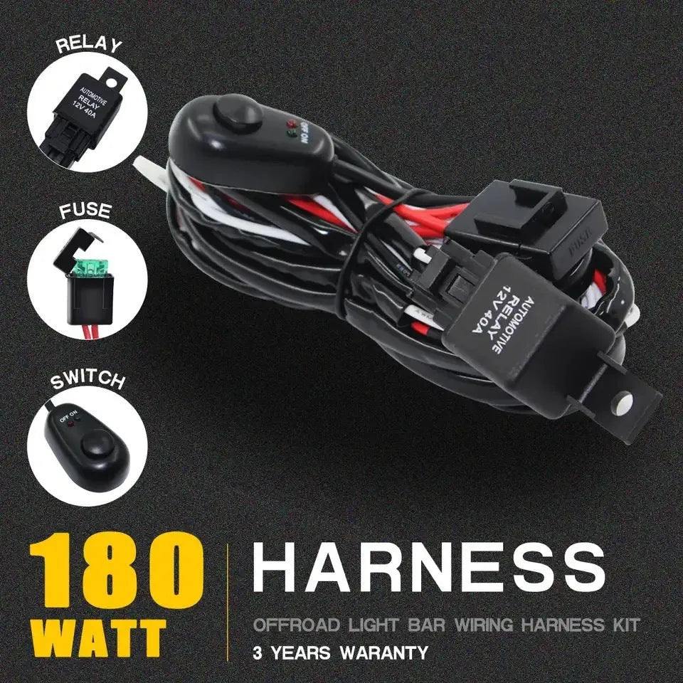 One drag two LED work light wiring harness with 2 metre silicone cable for automobile roof spotlight modification