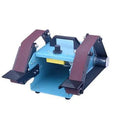 Blue desktop dual-axis belt sander with variable speed control and 40x680mm abrasive belt