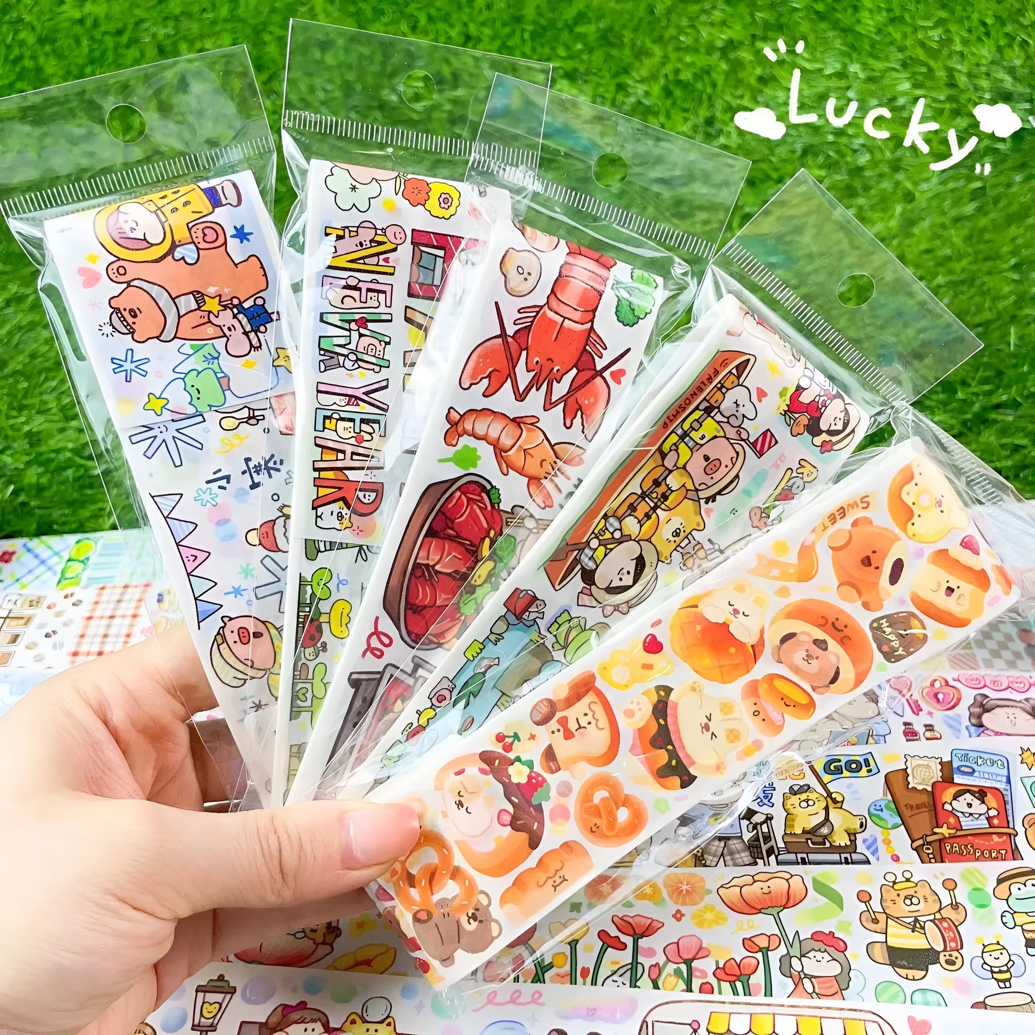 Cartoon character stickers for haemorrhoid tape packaging decoration on Japanese paper
