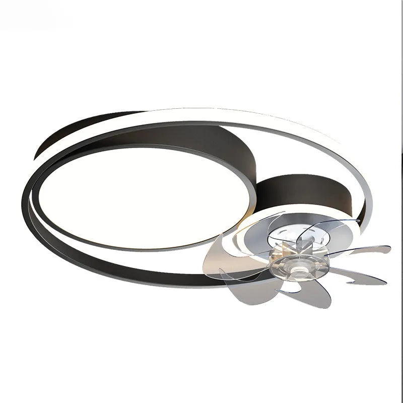 48cm overhead fan light with metal blades and acrylic lampshade in European style design