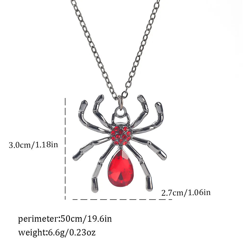 Halloween spider bat necklace with electroplated zinc alloy pendant showing gothic design options