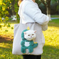 Canvas pet shoulder bag with cartoon pattern for small dog or cat transport