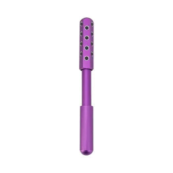 Purple germanium particle facial massage roller with 193mm handle and 19mm roller width