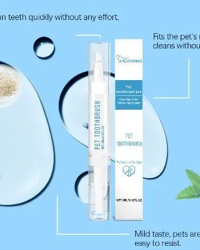 Soft-bristled pet toothbrush pen with integrated 3ml toothpaste for cats and dogs