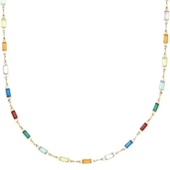 Ladies geometric crystal necklace with alloy chain and adjustable 41-50 cm length