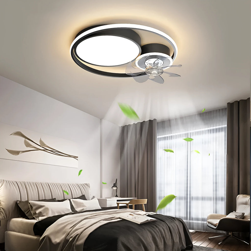 48cm overhead fan light with metal blades and acrylic lampshade in European style design