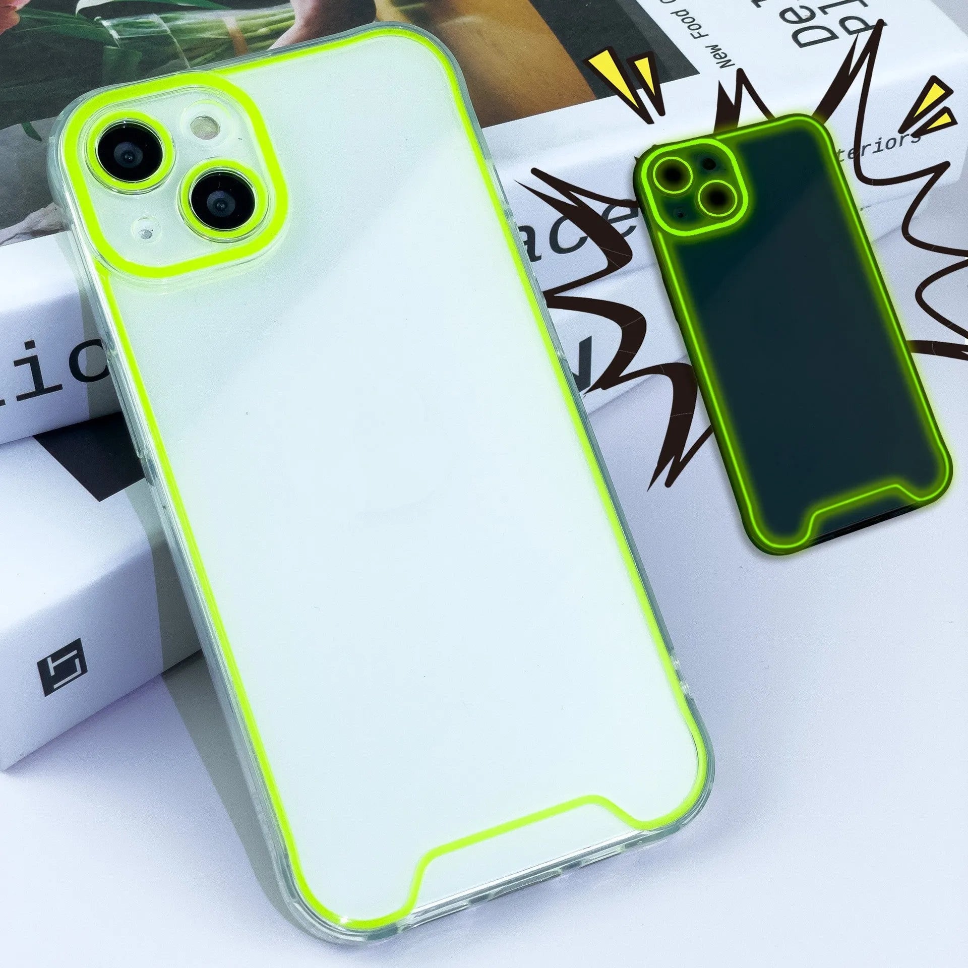 Glow in the dark soft shell TPU phone case for iPhone models in multiple colours
