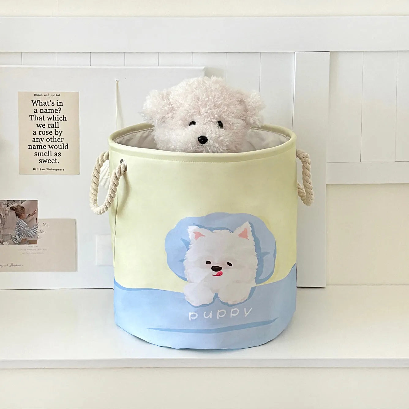 Foldable cotton laundry basket in modern simple style with large capacity for bedroom or bathroom