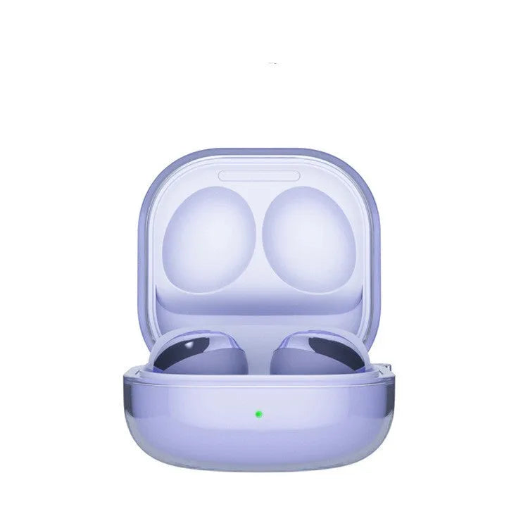 Transparent plastic clamshell earbuds case cover with see-through design for ear housing