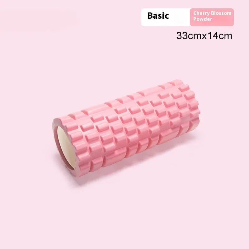 A black EVA foam roller for fitness and muscle recovery, shown next to a grey and pink version.