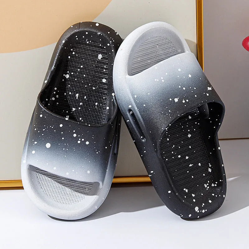Gradient colour PVC summer slippers for children with breathable non-slip design