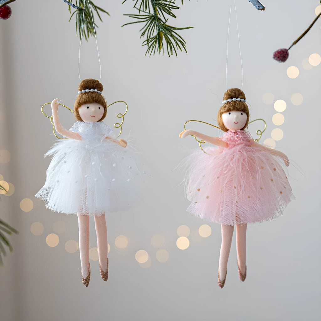 Pink and white cloth ballet girl angel plush doll pendant with modern simplicity design