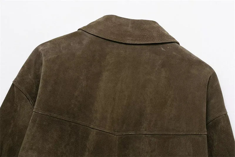 Women's regular fit PU leather jacket in pictured colour with Japanese Korean casual style