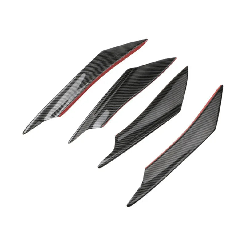 Set of four ABS plastic bumper blades for car styling in carbon fibre finish