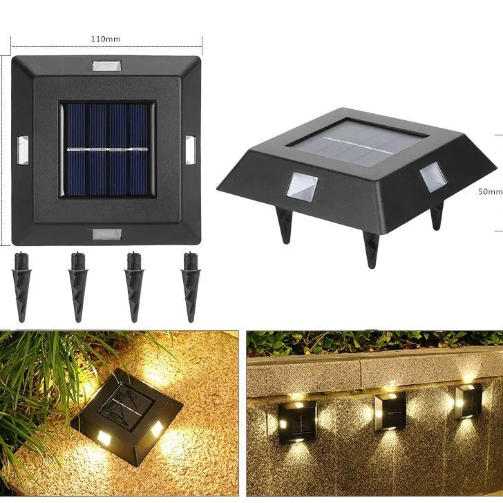 Solar outdoor garden wall light with plastic housing and LED illumination