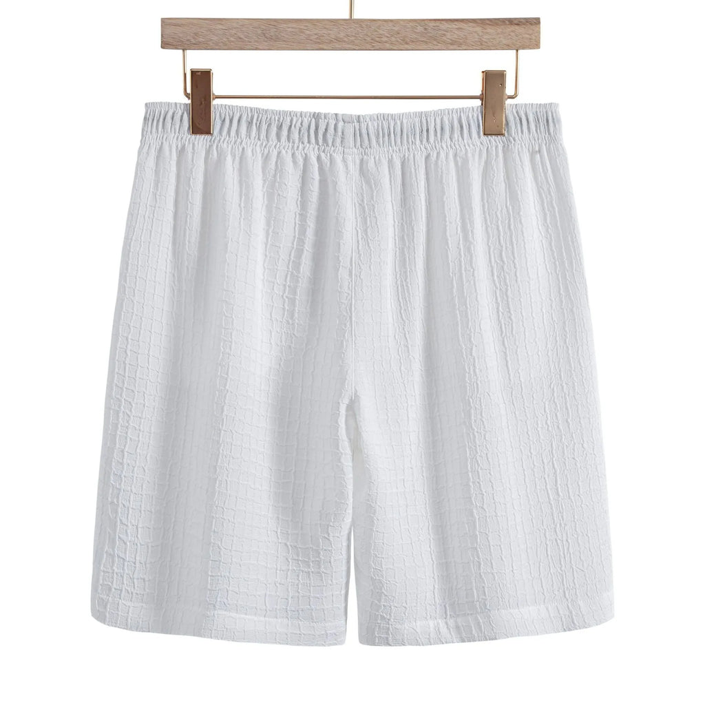 Men's jacquard pattern cotton blend short sleeve shirt and shorts casual suit