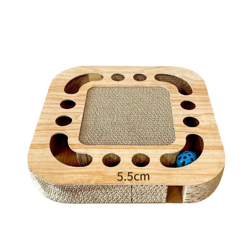Corrugated paper cat scratching board in multiple shapes with included play ball