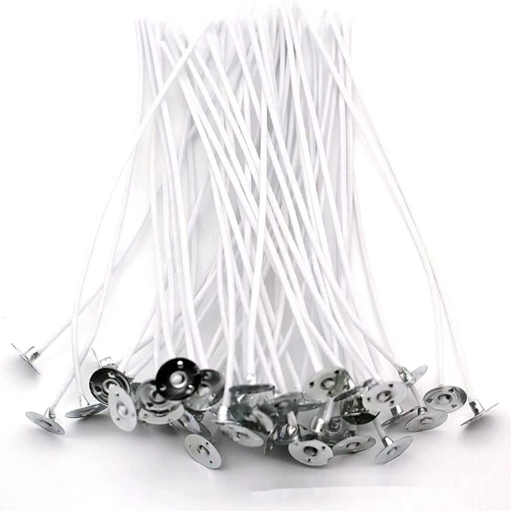 White cotton candle wicks in 2.6cm, 6cm and 8cm lengths for DIY candle making projects