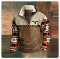 Men's half-zip printed casual jacket in loose fit, long sleeves, straight hem