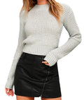 Slim fit acrylic knitted pullover sweater with round neck and long sleeves in multiple colour options