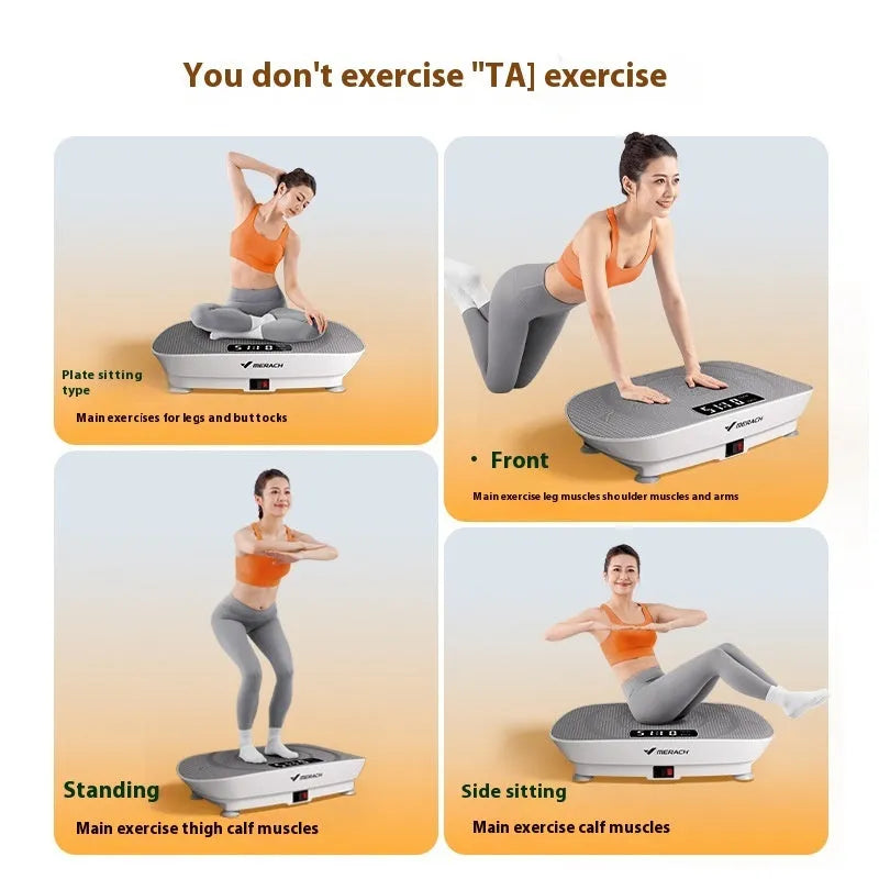 Grey portable smart power plate vibration platform measuring 58x38x16cm with 300kg load capacity