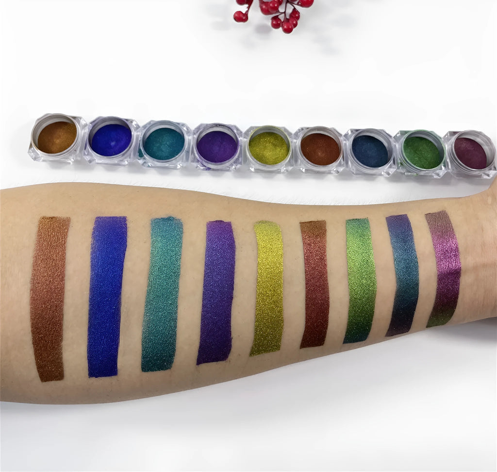 Chameleon pigment pearl powder in cosmetic nail art set with eight or more colour options