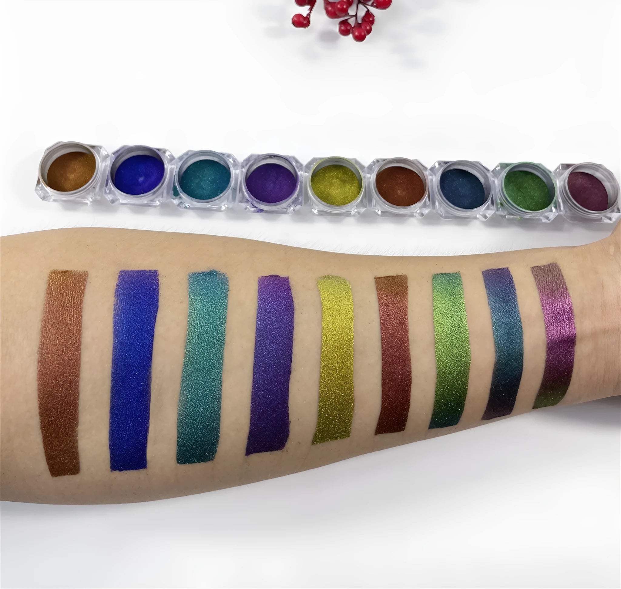 Chameleon pigment pearl powder in cosmetic nail art set with eight or more colour options