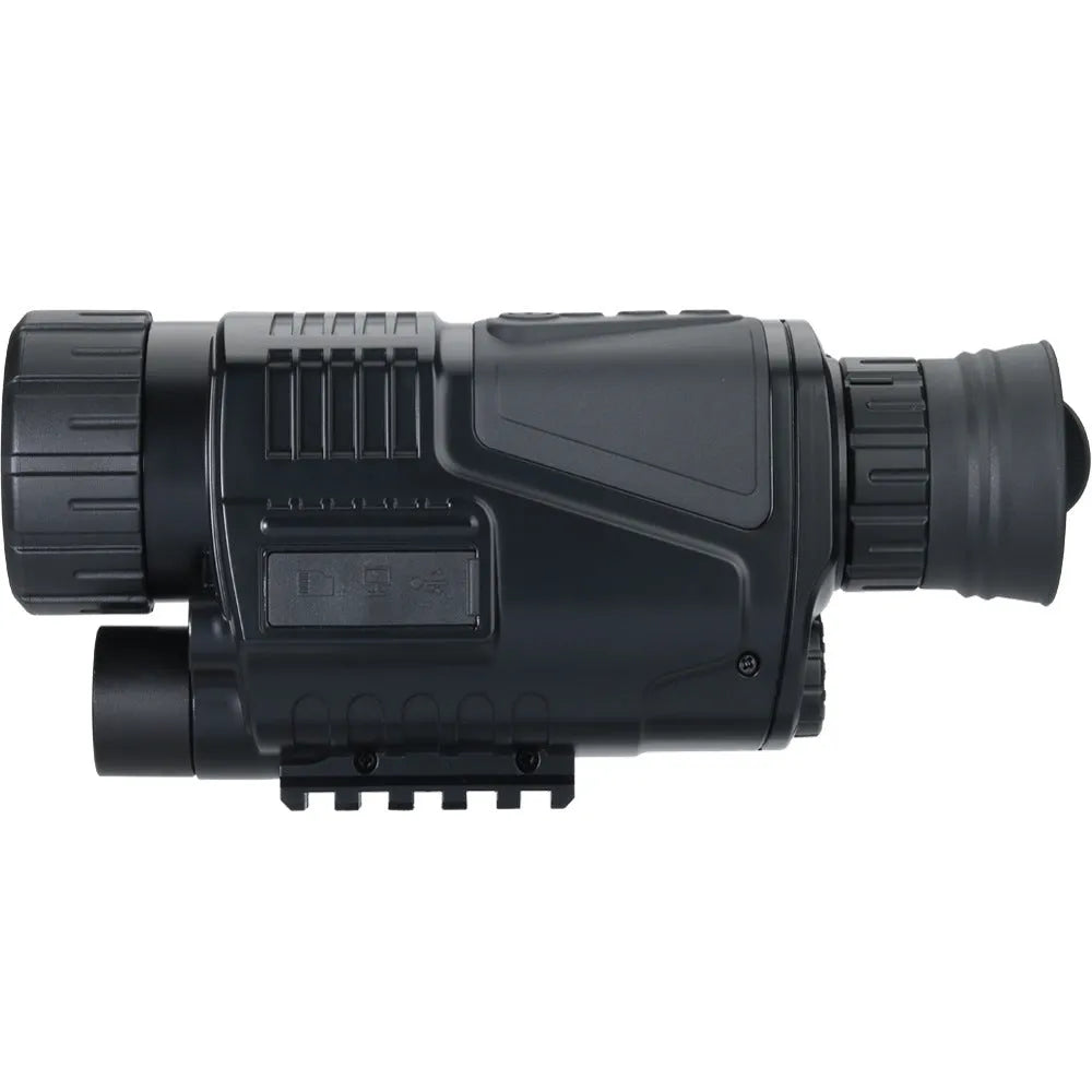 NV300 infrared digital night vision telescope with 40mm lens on table with storage bag and cables