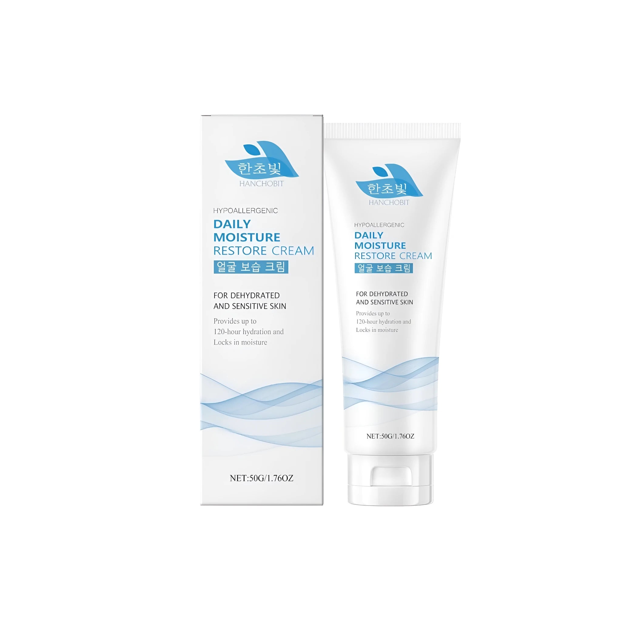 50g tube of facial moisturising cream with hyaluronic acid and ceramide NP