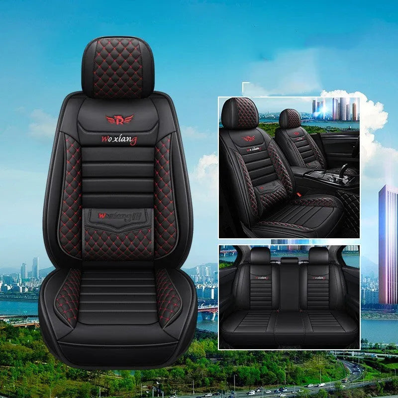 Red leather car seat cushion with high-elasticity sponge filler on a car seat.