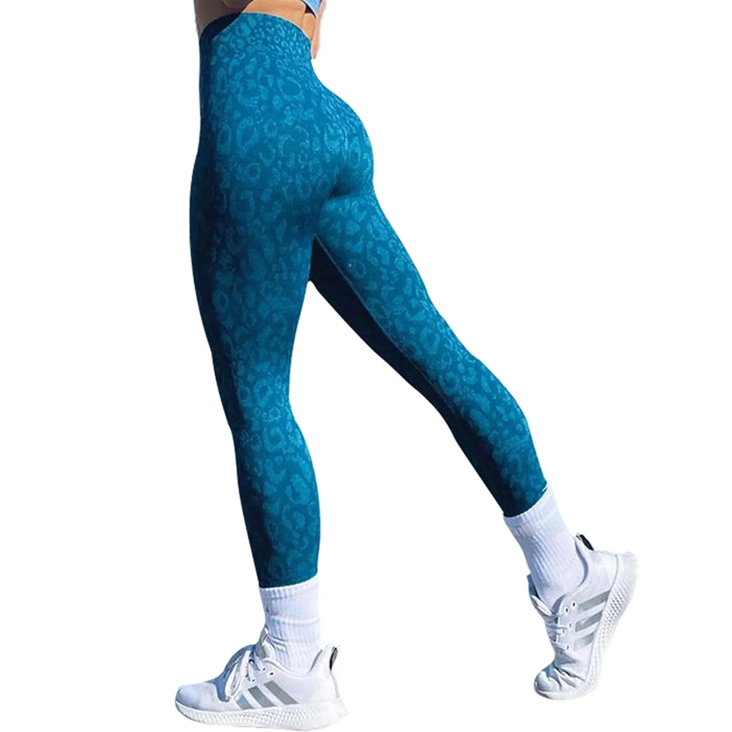 Women's high-waisted push up booty leggings in a camouflage print for fitness and yoga.
