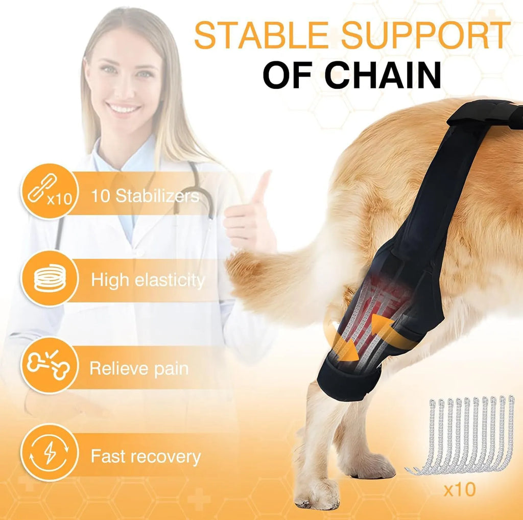 Adjustable dog leg protector knee brace with non-slip inner layer in size S M L for joint support